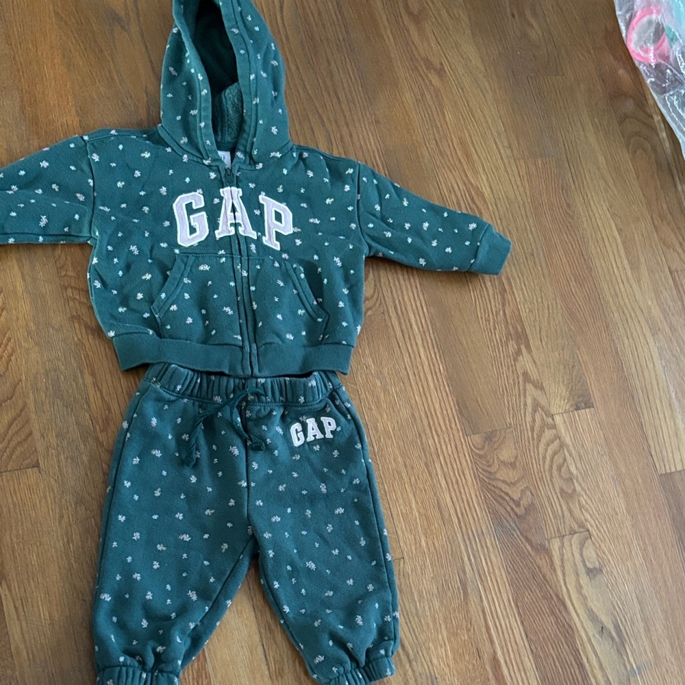 GAP Forest Green Baby Hoodie and Pants Set